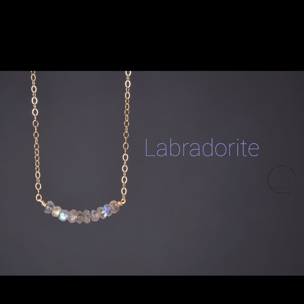 Labradorite Necklace Gemstone 14k Gold Filled bar choker